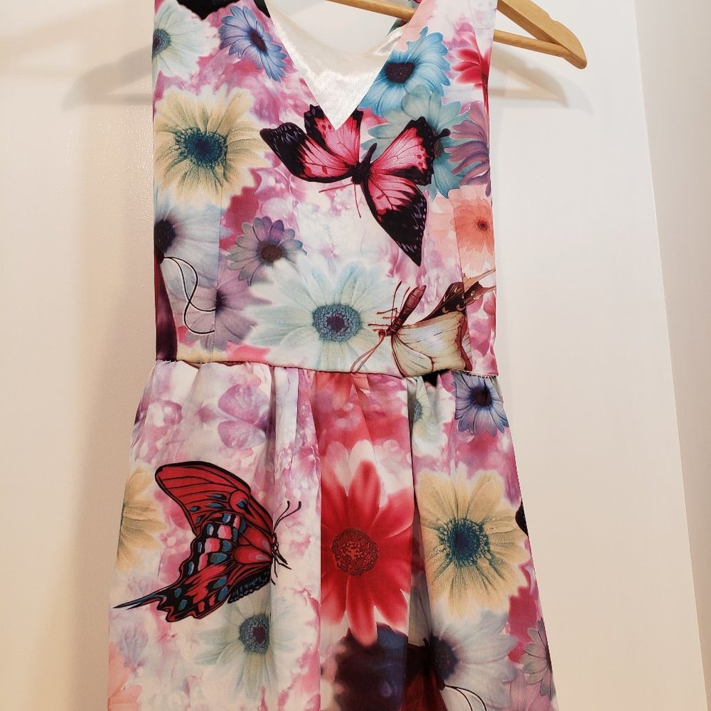 Beautiful Butterfly Floral Dress v-neck mini